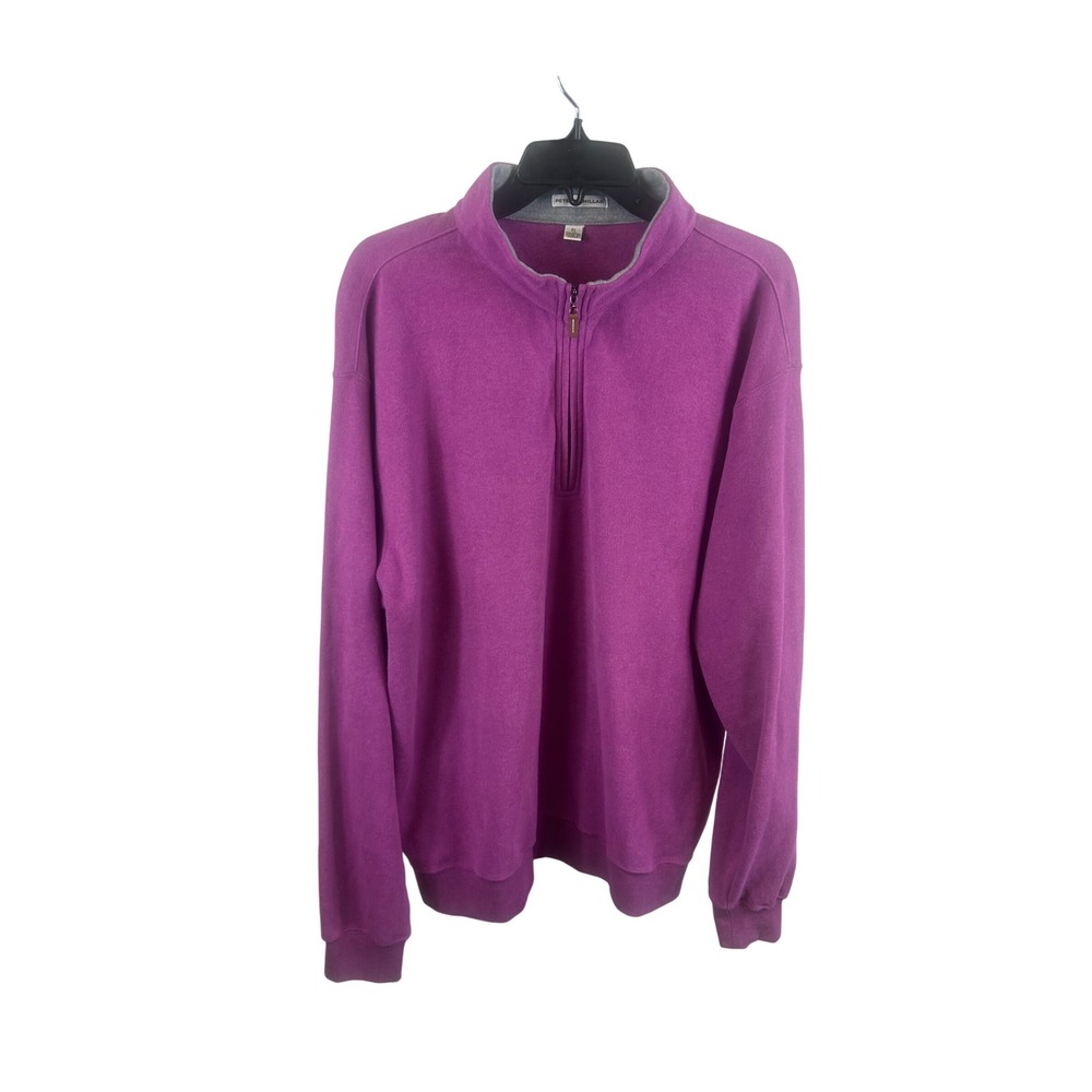 Peter Millar 1/4 Zip Pullover Sweater Purple Cotton Casual‎ Size XL Excellent